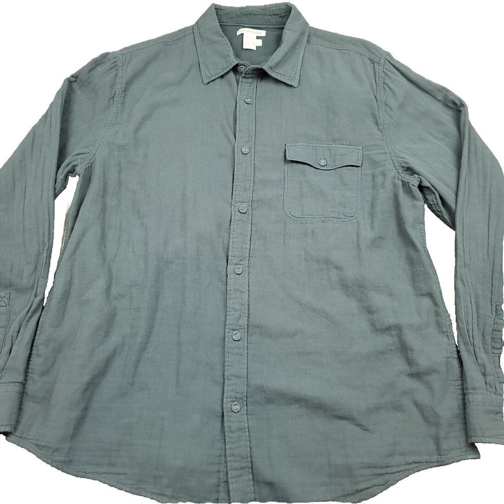 Carbon‎ 2 Cobalt Mens L Shirt Flannel Long Sleeve Button Up Gray 100% Cotton